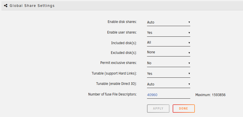Global Share Settings